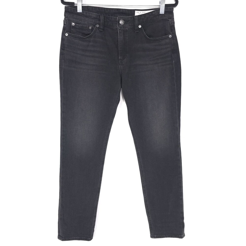 RAG & BONE Women's Jeans 31 Dre Low Rise Slim Boyfriend Black Cornelia WDD24F267